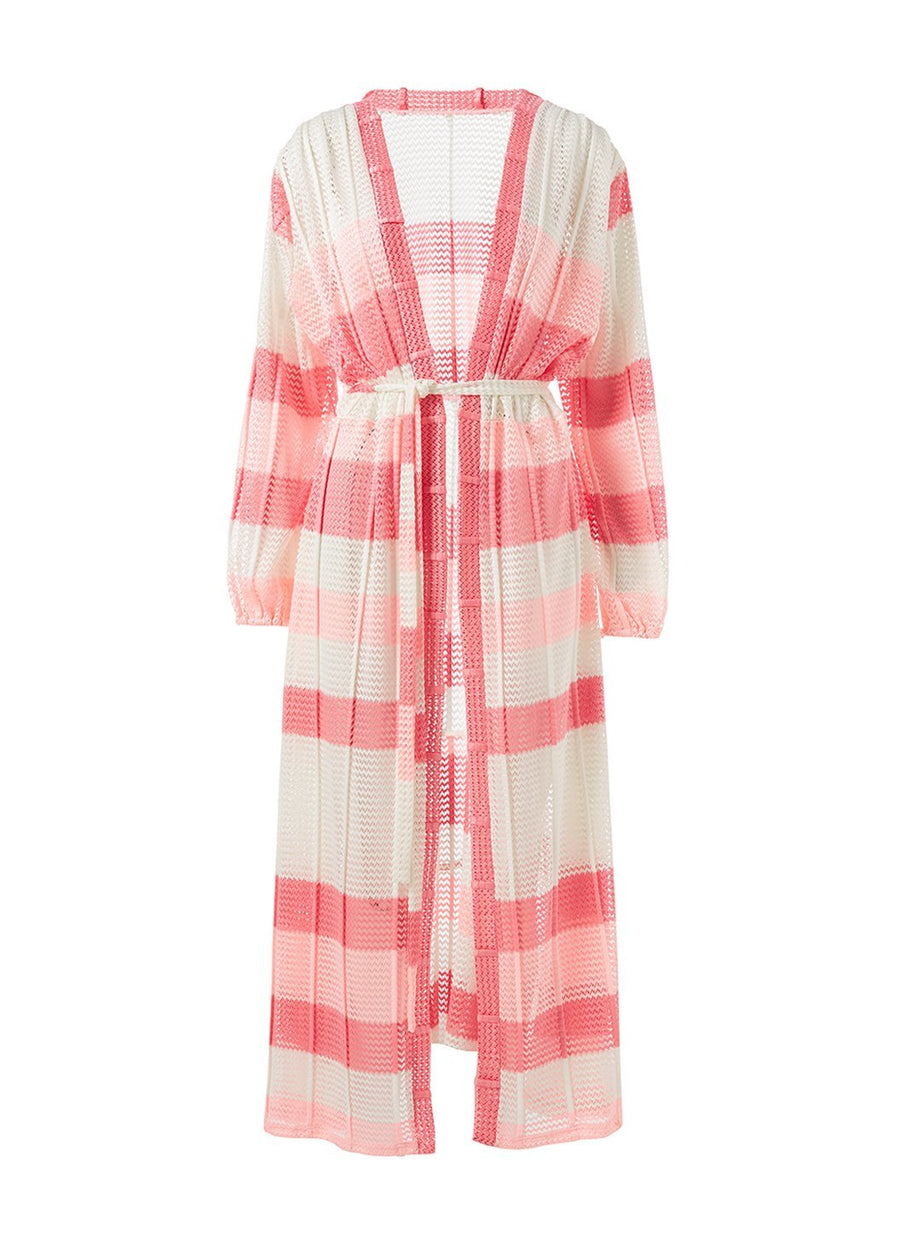drew pink knit open front long kaftan