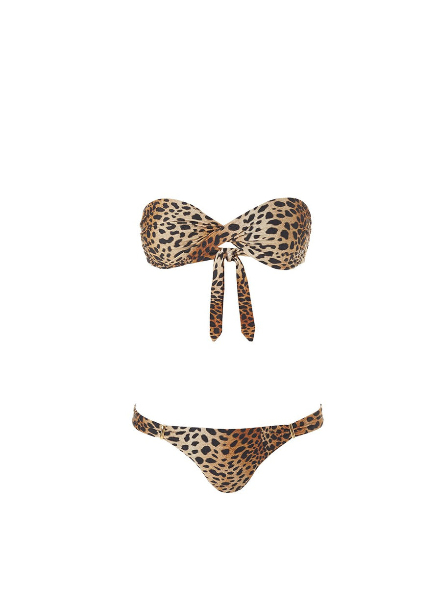 exclusive martinique cheetah bandeau padded twist bikini 2019