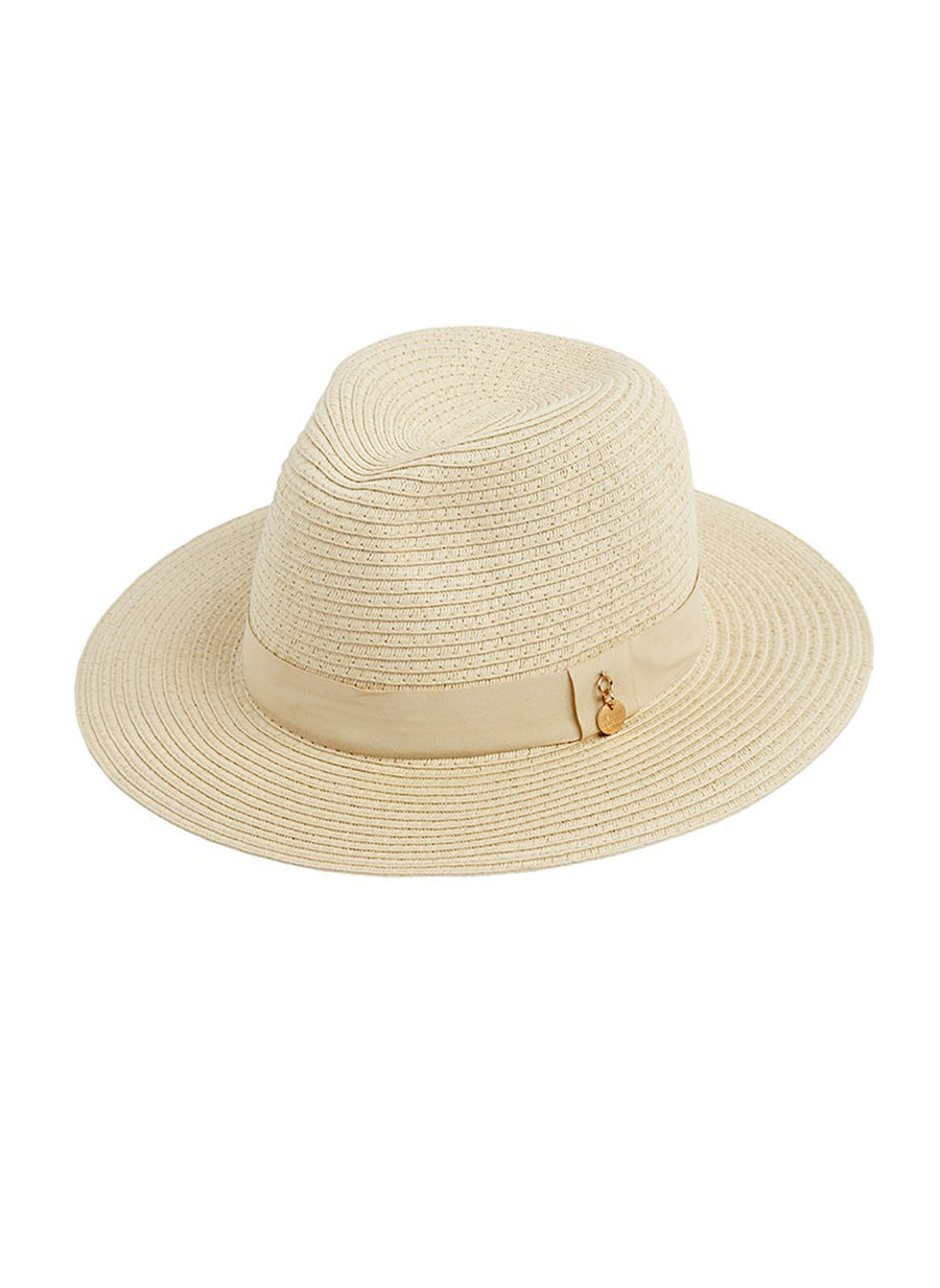 fedora hat in cream beige cutout