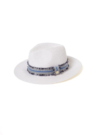 Fedora Hat White/Blue