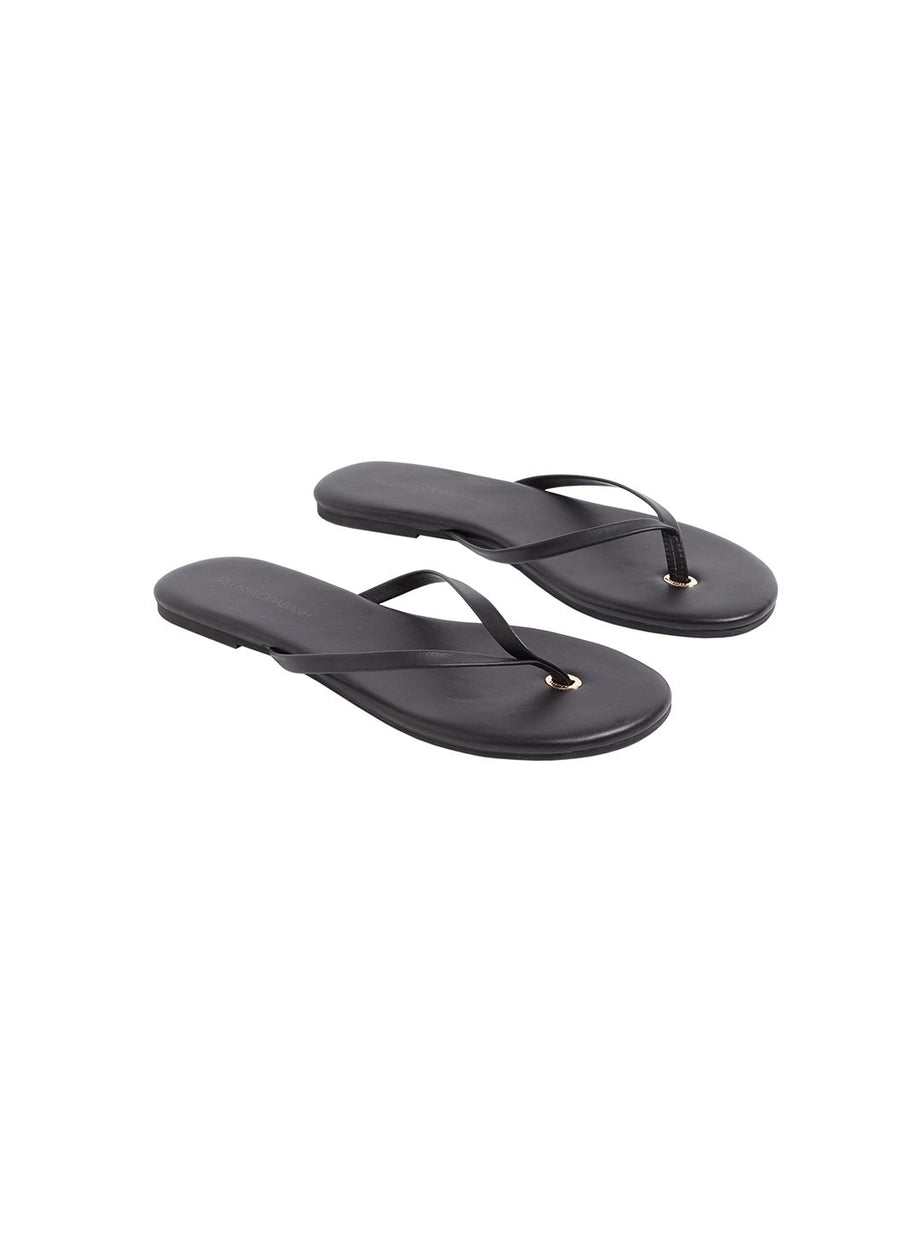 Leather Flip Flops Black