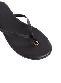 Leather Flip Flops Black