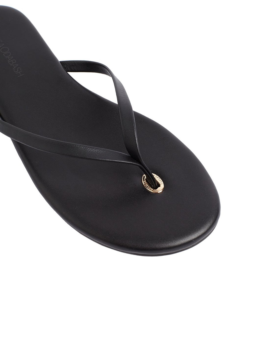 Leather Flip Flops Black