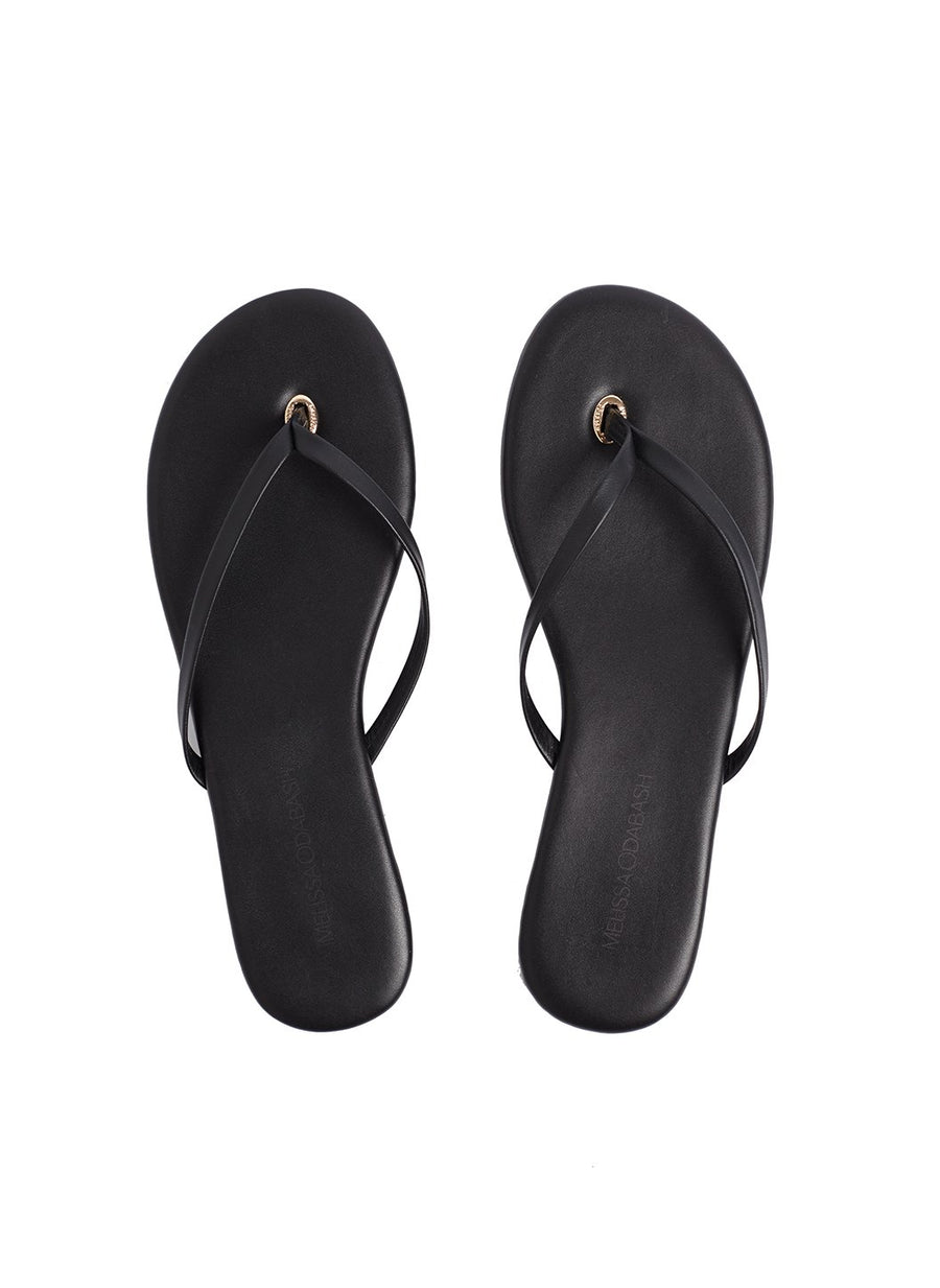Leather Flip Flops Black