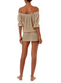 flo gold crochet offtheshoulder short beach dress 2019 B
