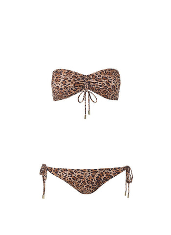 Melissa Odabash Florence Cheetah Print Adjustable Ruched Bandeau Bikini ...