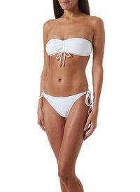 florence white adjustable ruched bandeau bikini model_F