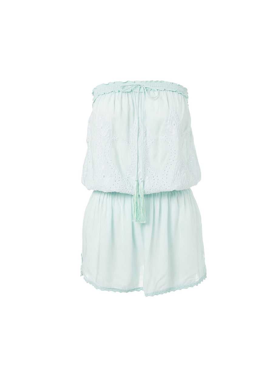 fruley mint bandeau embroidered short beach dress 2019