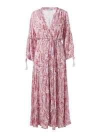 gabby pink floral open front long kaftan