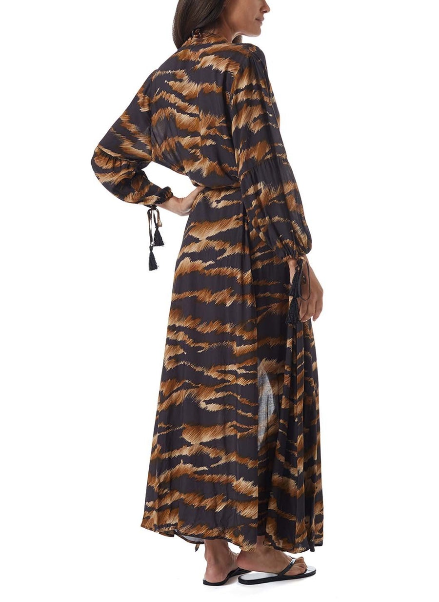 gabby safari open front long kaftan model_B