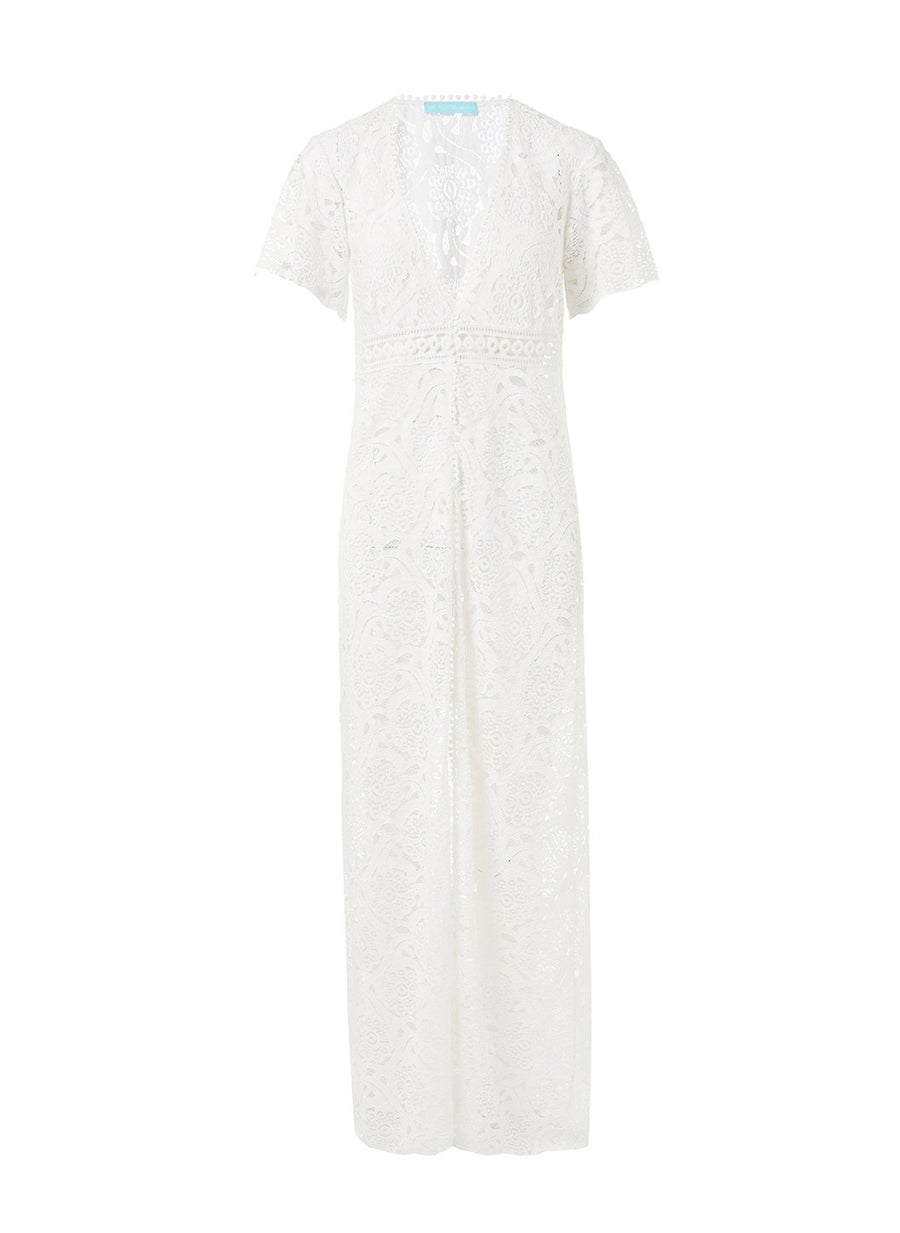Gabrielle White Embroidered Lace Maxi Button Down Coverup Gabrielle White Embroidered Lace Maxi Button Down Coverup
