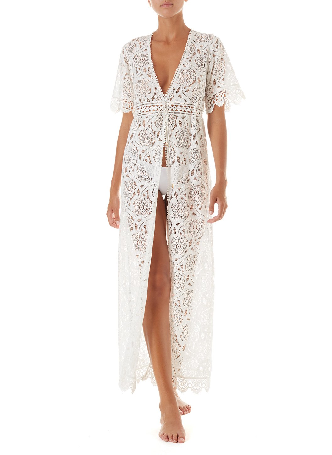 Gabrielle White Embroidered Lace Maxi Button Down Coverup | Official Site Gabrielle White Embroidered Lace Maxi Button Down Coverup | Official Site