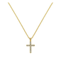 Gold Crystal Cross Pendant Necklace