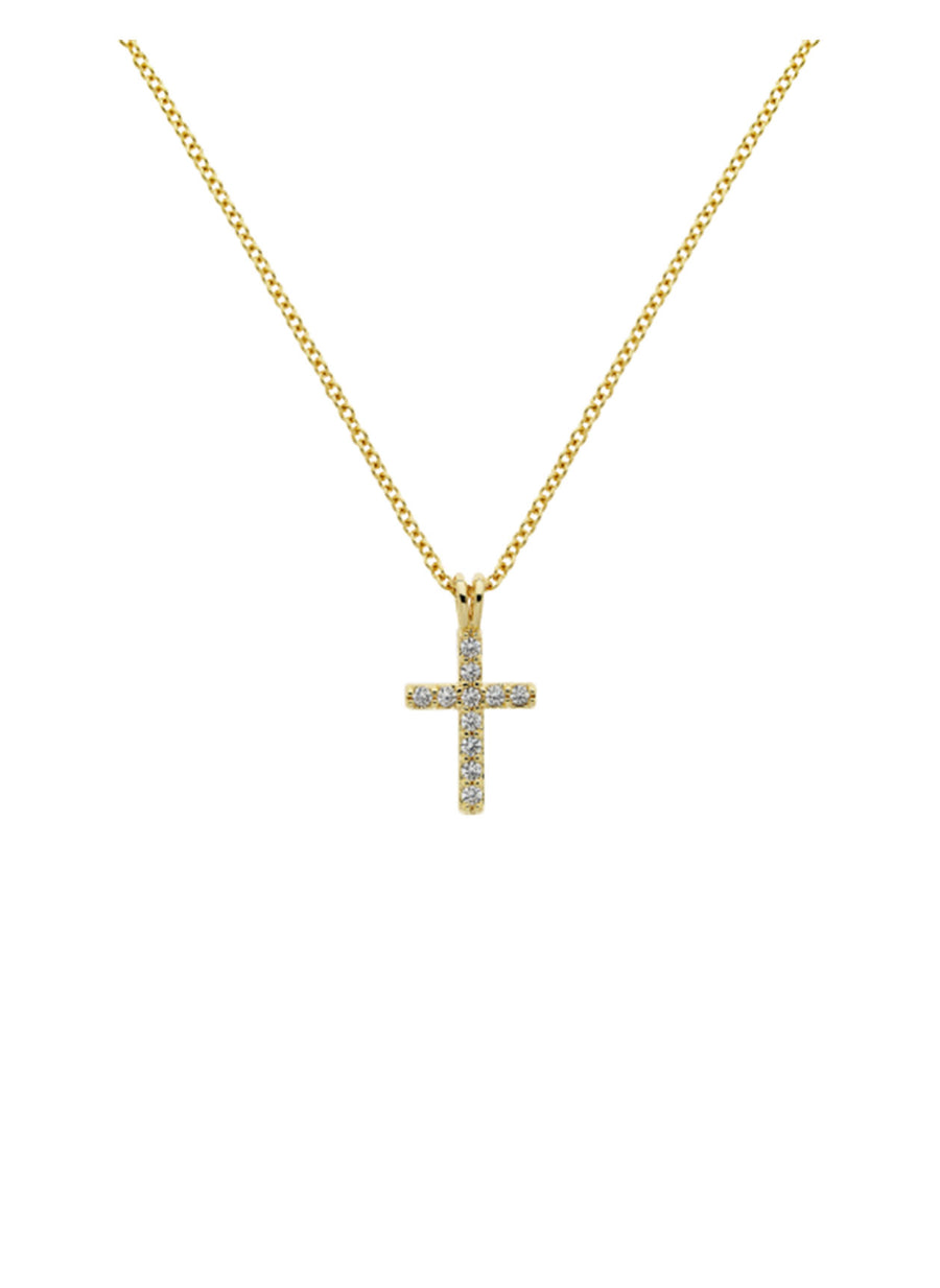 Gold Crystal Cross Pendant Necklace