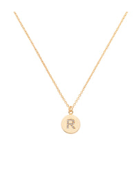 Gold Crystal Letter 'R' Pendant