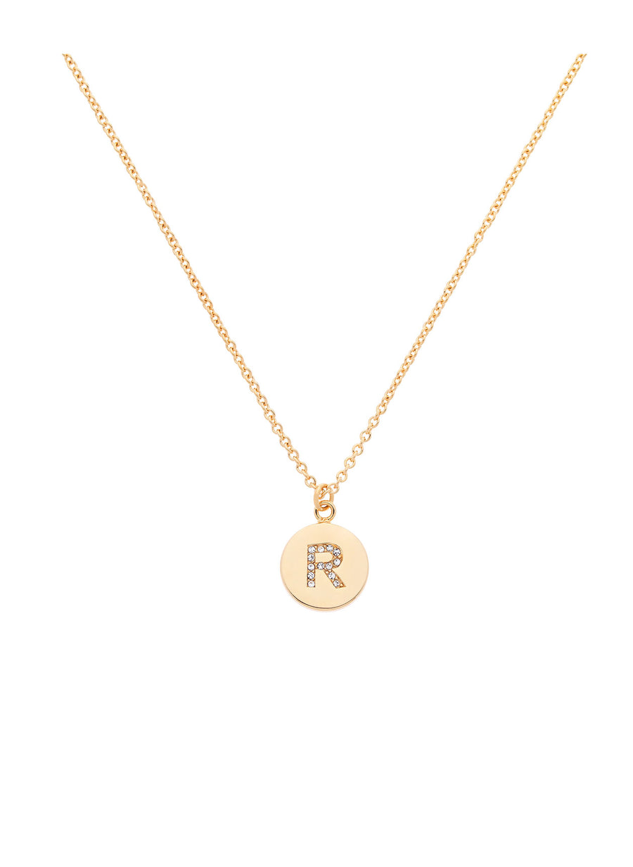 Gold Crystal Letter 'R' Pendant