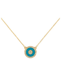 Gold Crystal Turquoise Pendant Necklace