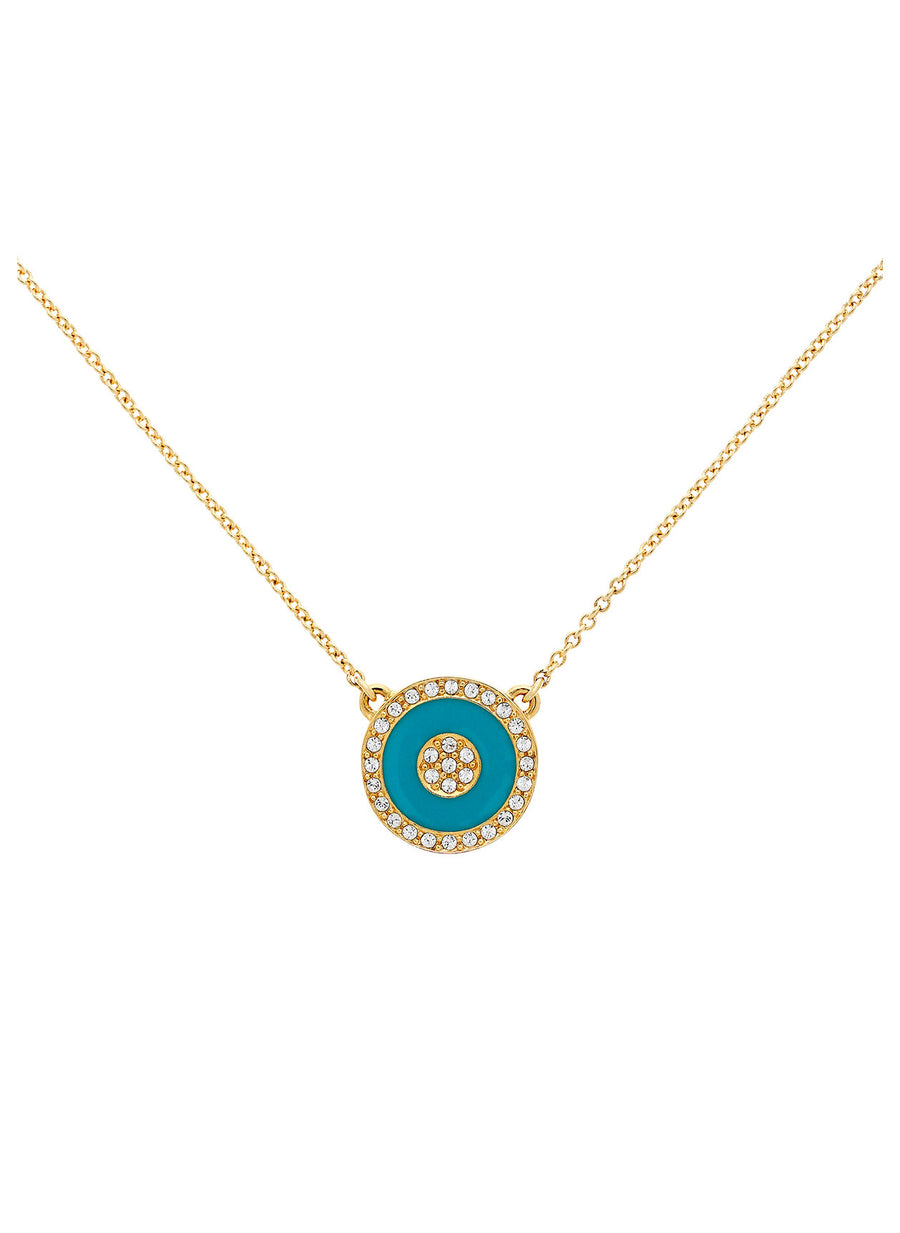 Gold Crystal Turquoise Pendant Necklace