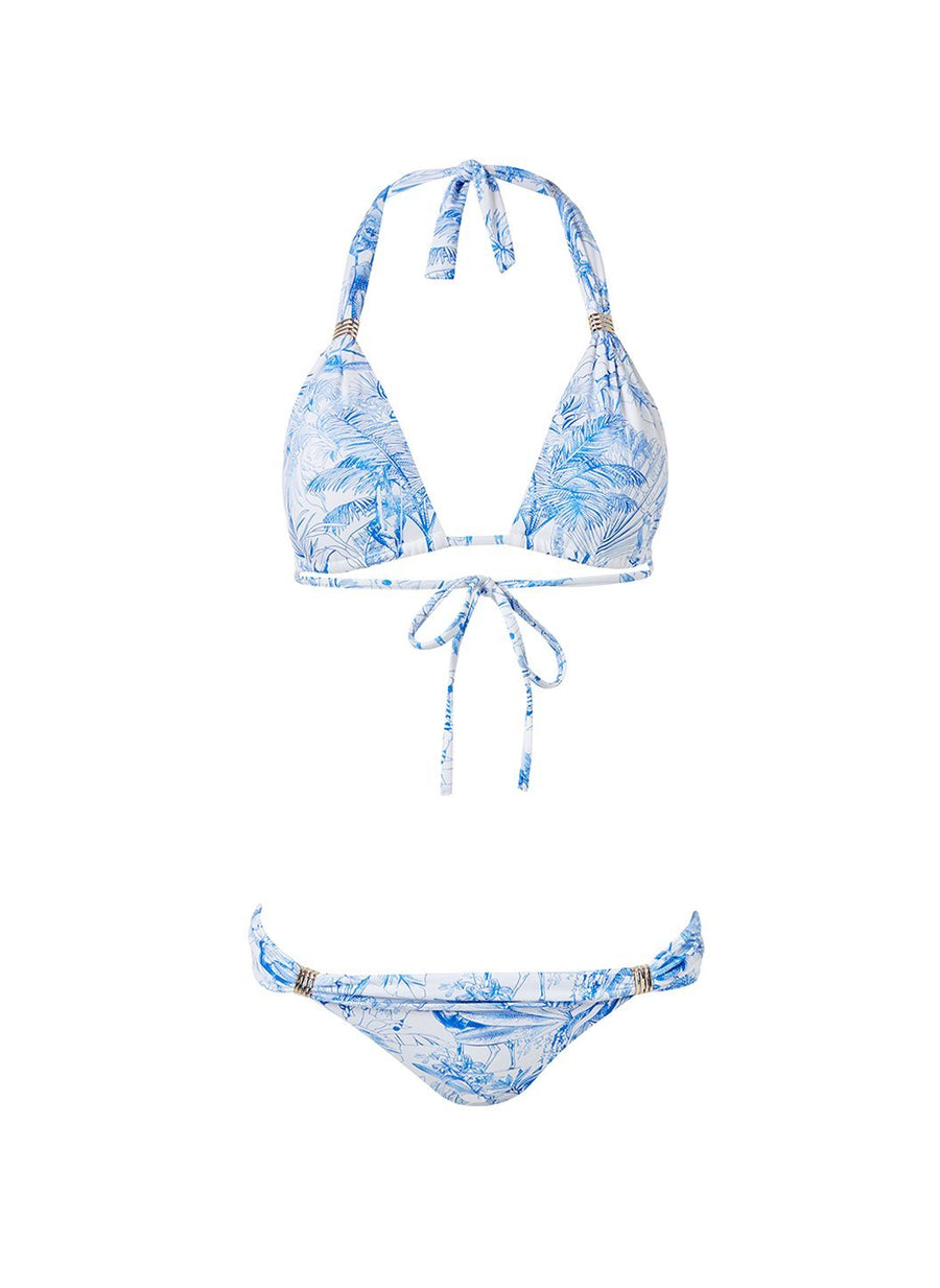 Melissa Odabash Grenada Blue Tropical Bar Trim Halterneck Bikini ...