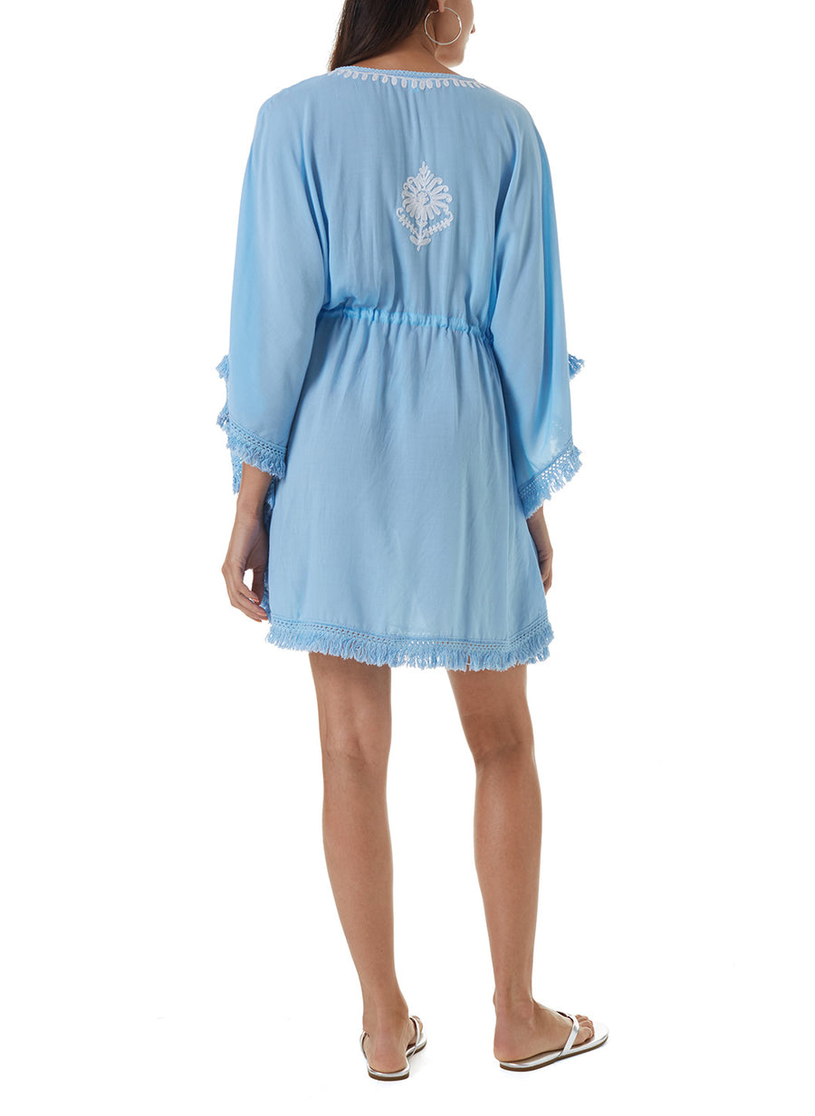 Irene Cornflower/White Short Kaftan