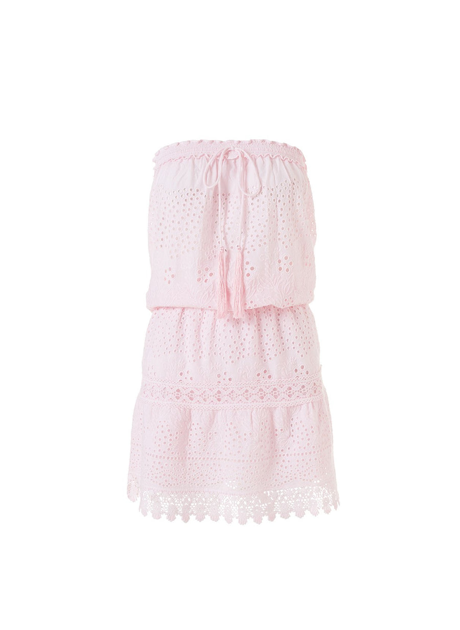 Iris Blush Crochet Embroidered Bandeau Short Dress 2020