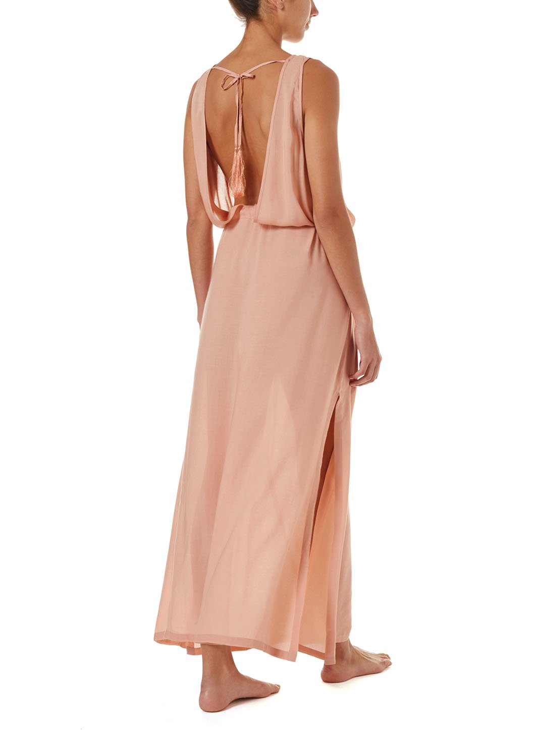 Jacquie Tan Laceup Belted Maxi Dress