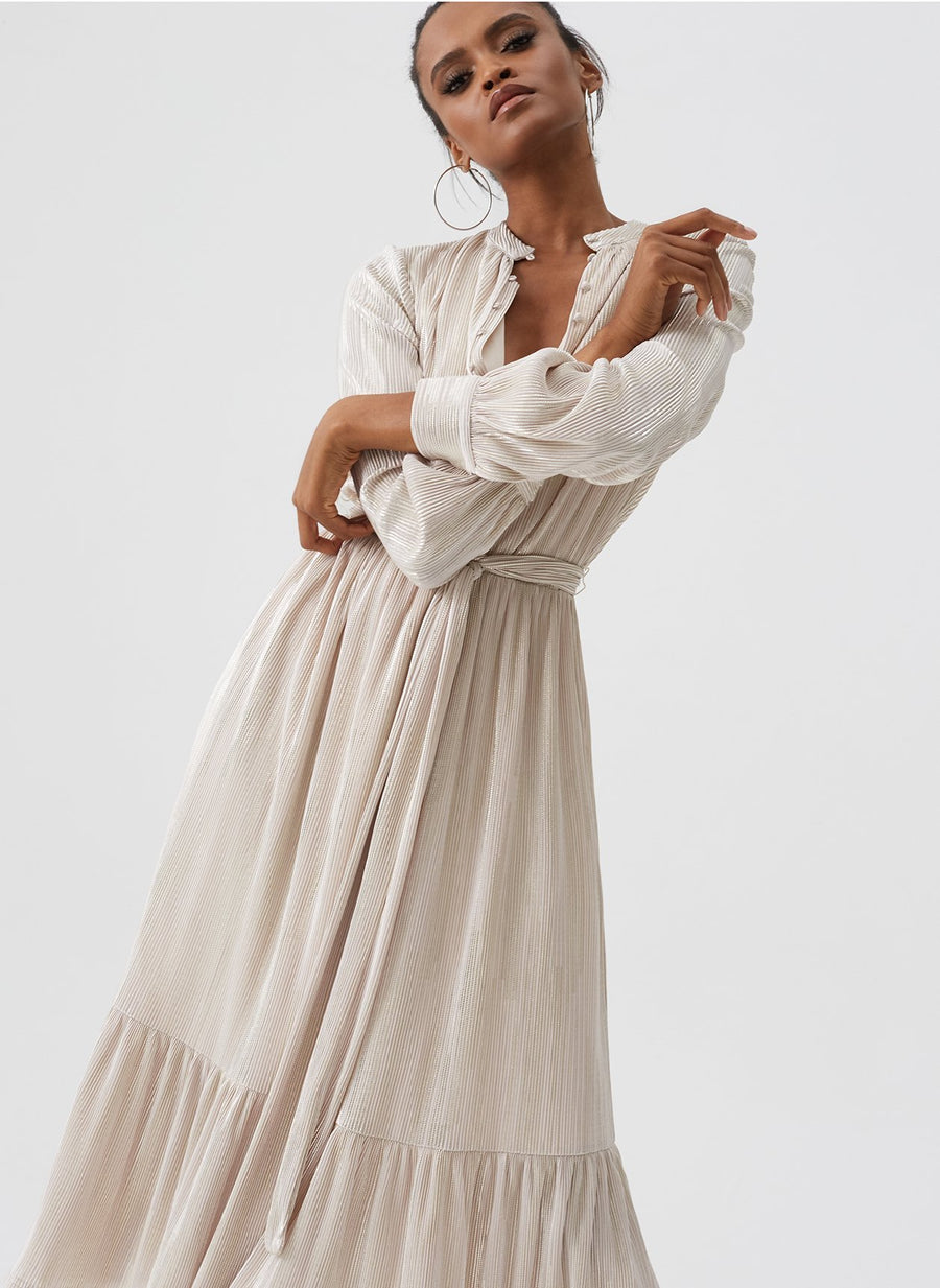Jojo Gold Shirt Midi Dress