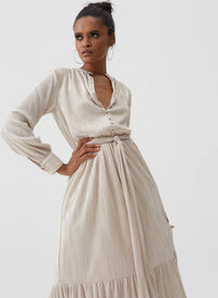 Jojo Gold Shirt Midi Dress