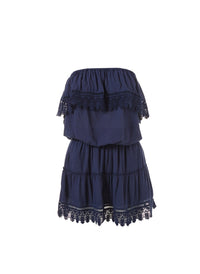 joy navy bandeau embroidered frill short dress 2019