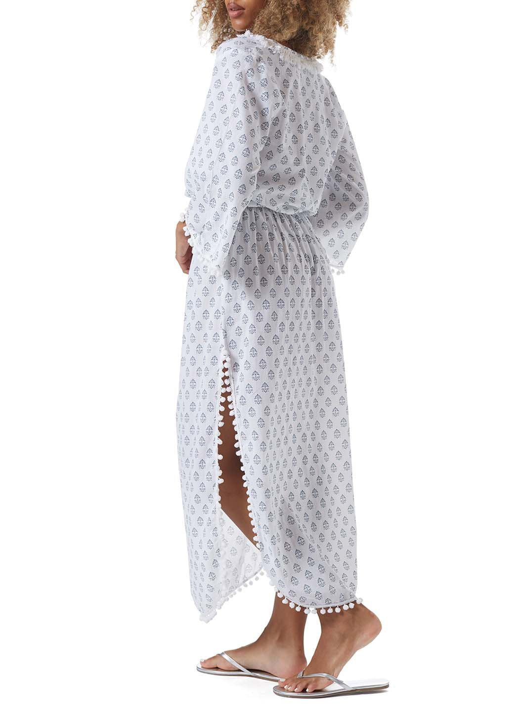 kari aztec pom pom trim long kaftan model_B