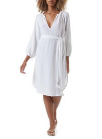 katie white classic belted long kaftan model_F