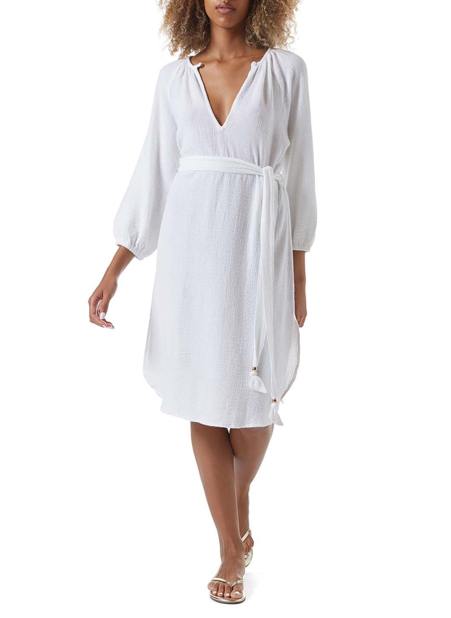 katie white classic belted long kaftan model_F