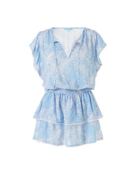 Keri Tropical Blue Frill Short Dress 2020