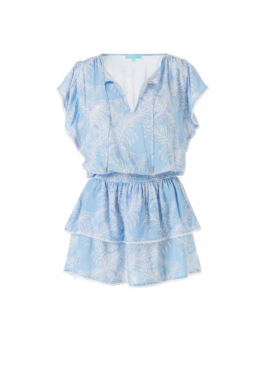 Keri Tropical Blue Frill Short Dress 2020