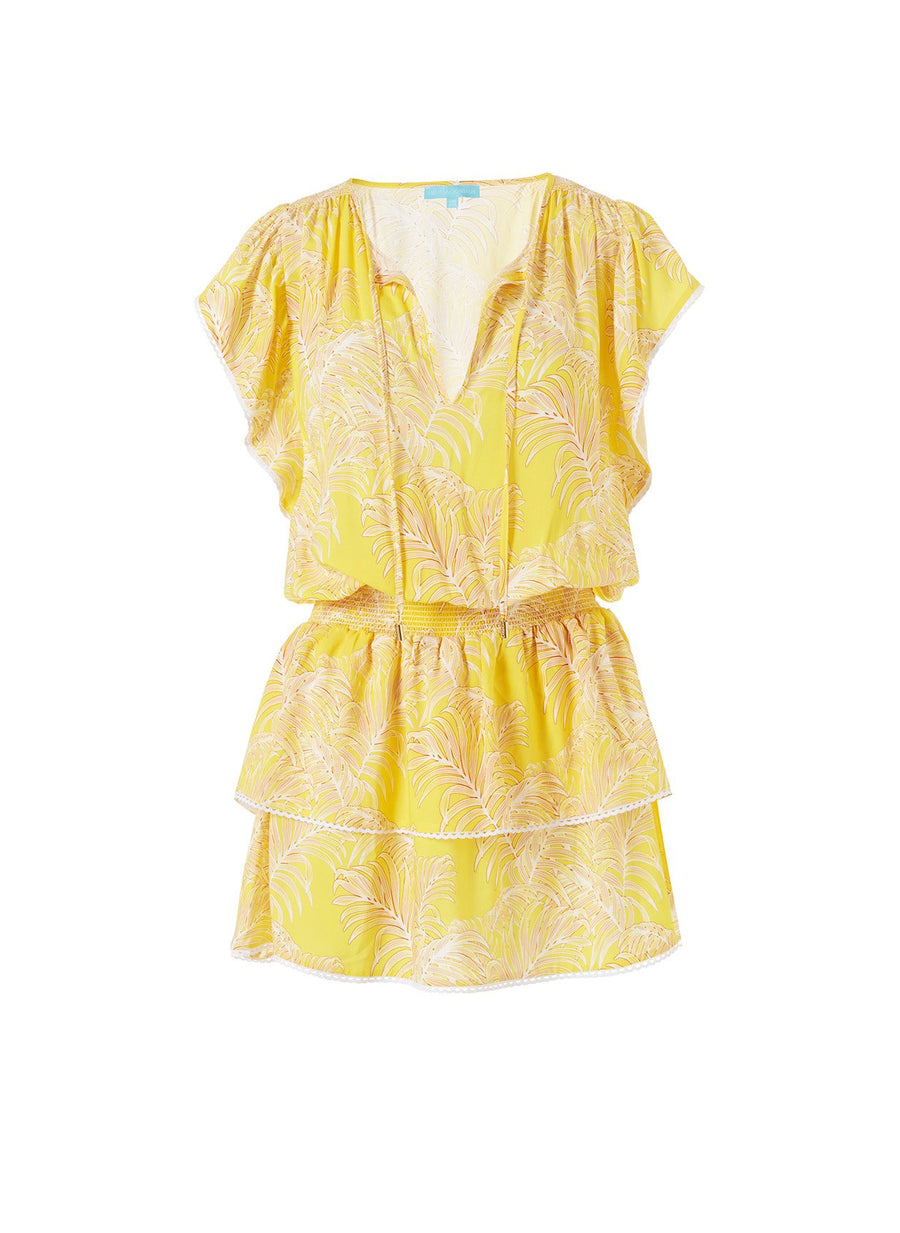 Keri Tropical Yellow Frill Short Dress 2020