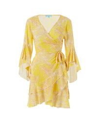 Keri Tropical Yellow Frill Short Dress 2020