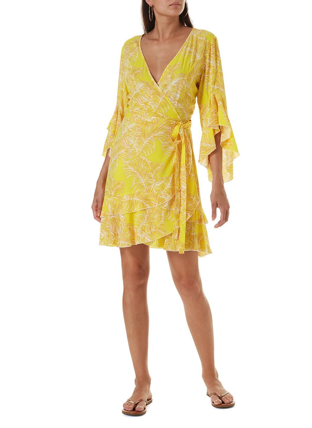 Kirsty Tropical Yellow Midi Kaftan | Official Site