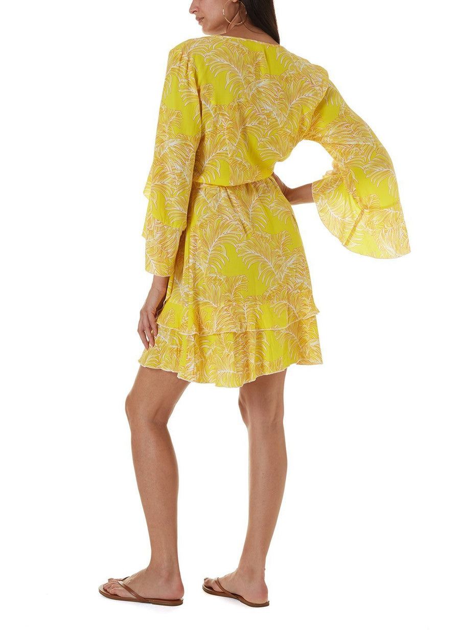kirsty tropical yellow midi kaftan 