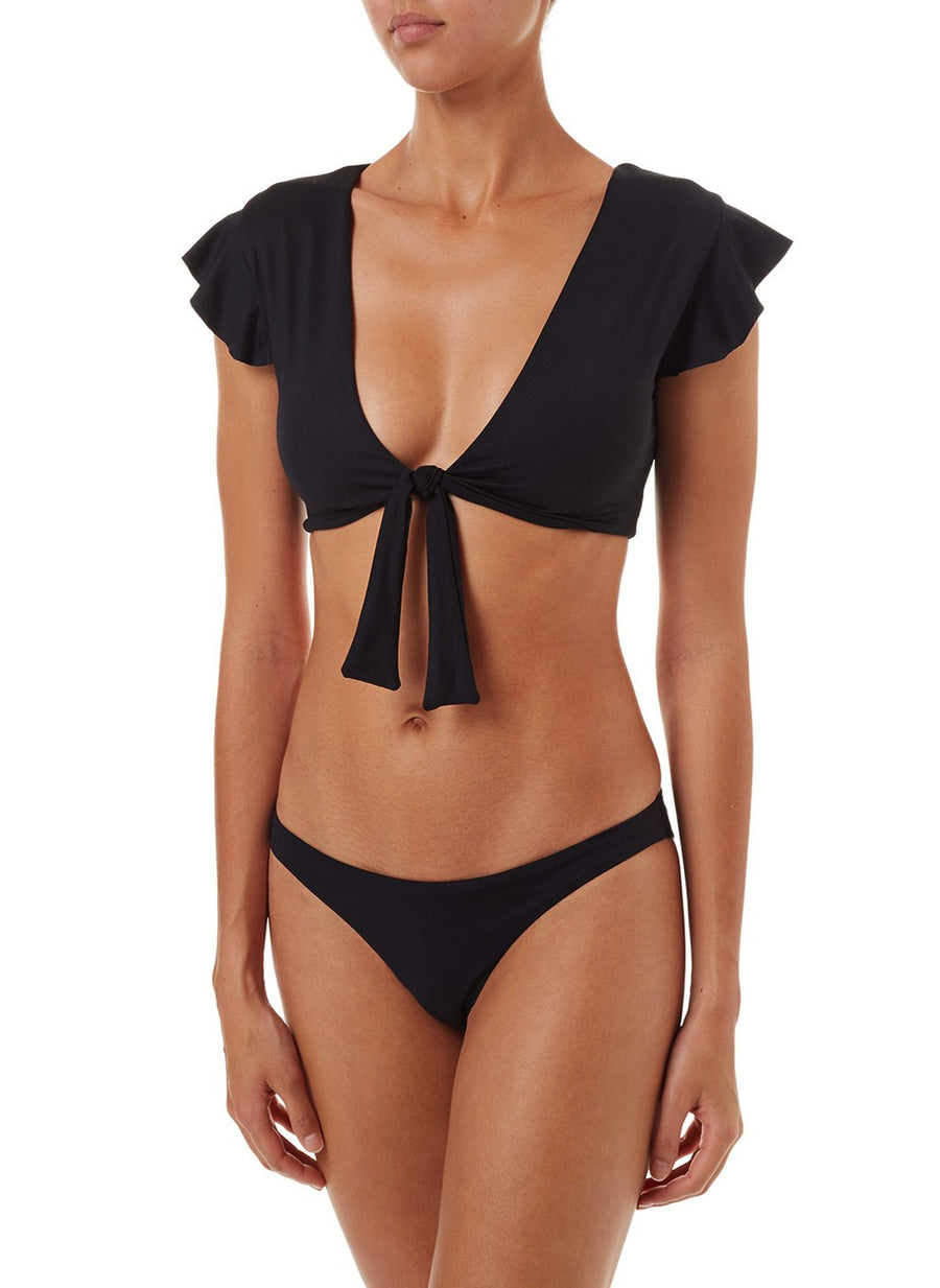 kohsamui black tiefront frill crop bikini 2019 F
