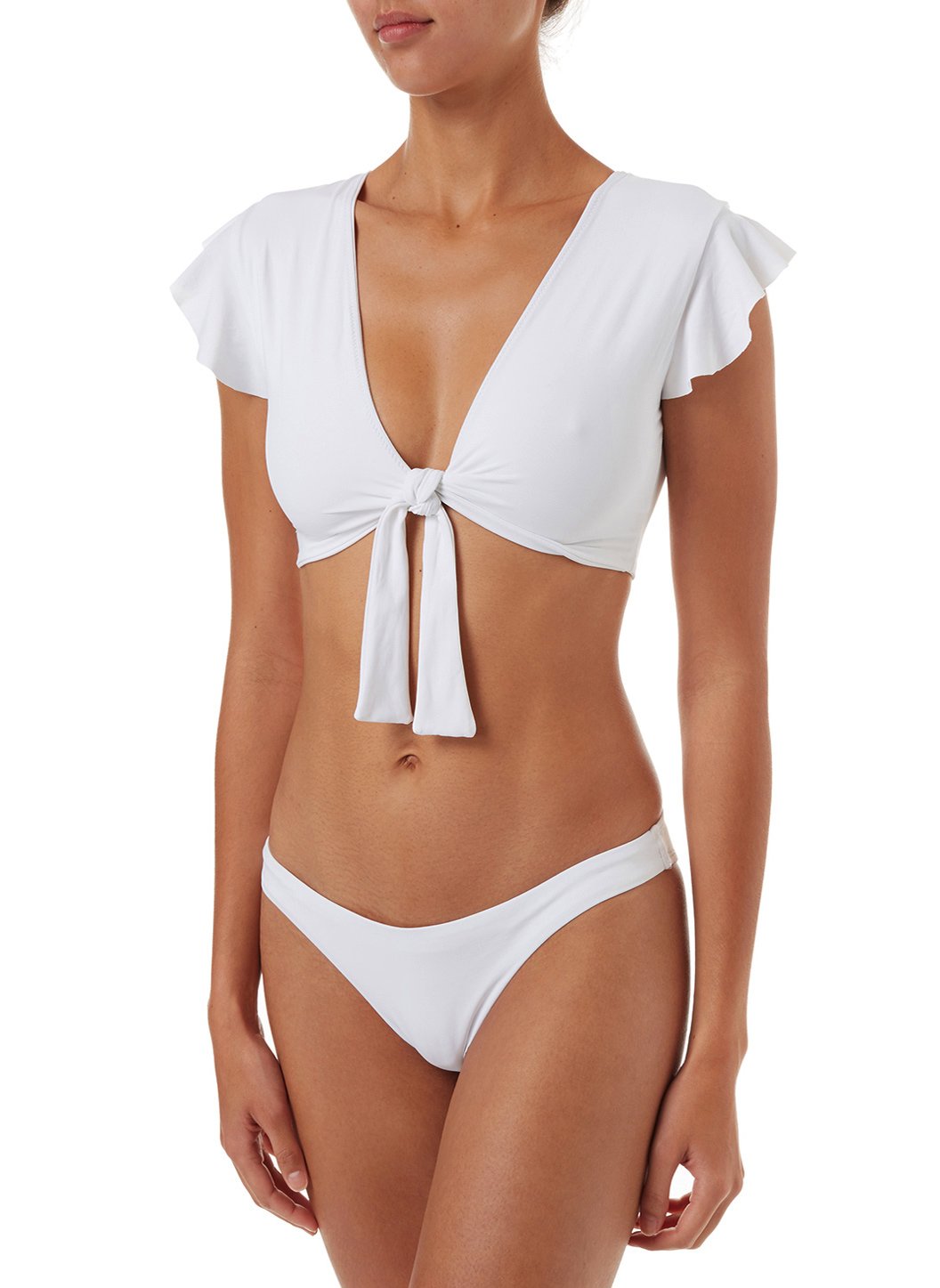 Kohsamui White Tie Front Frill Crop Bikini Official Site