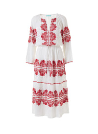 Lela White/Red Long Kaftan