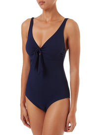 lisbon navy pique overtheshoulder knot supportive onepiece swismuit 2019 F