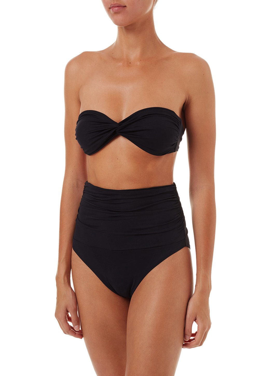 black high waisted bandeau bikini