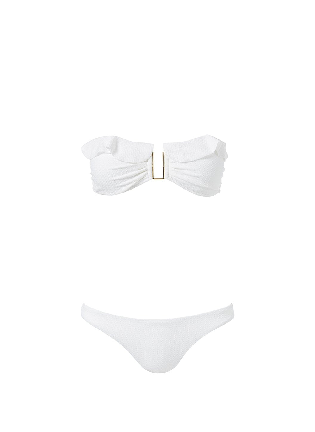 maine white mazy frill u trim bandeau bikini Cutout
