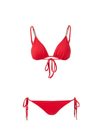 maldives red chain trim triangle bikini Cutout