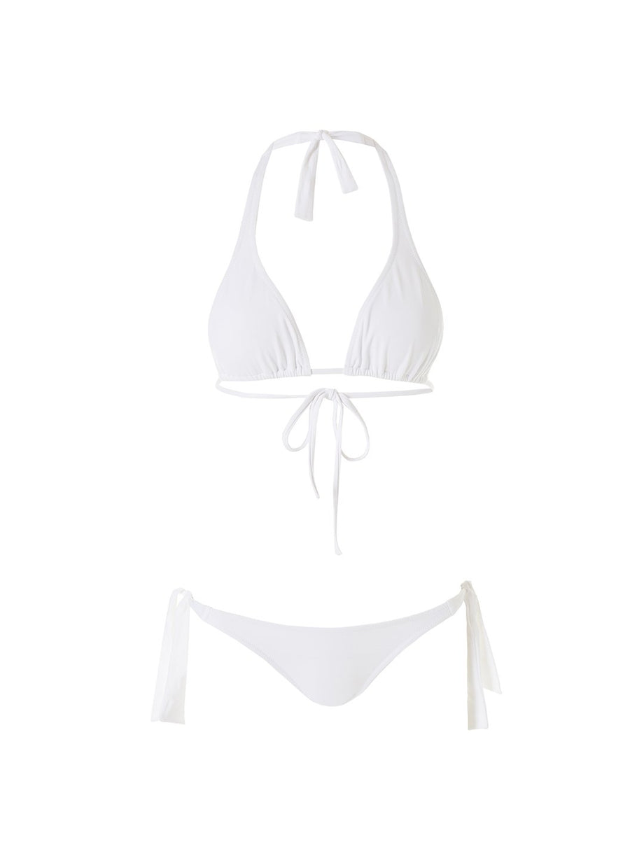 Maldives White Just Married Halterneck Bikini