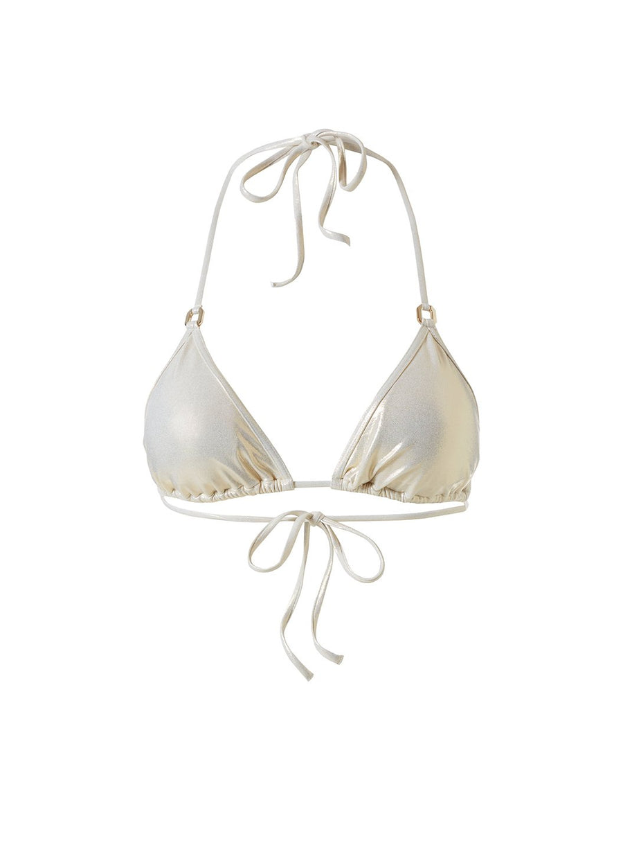 malta gold hexagon ring trim triangle bikini top Cutout