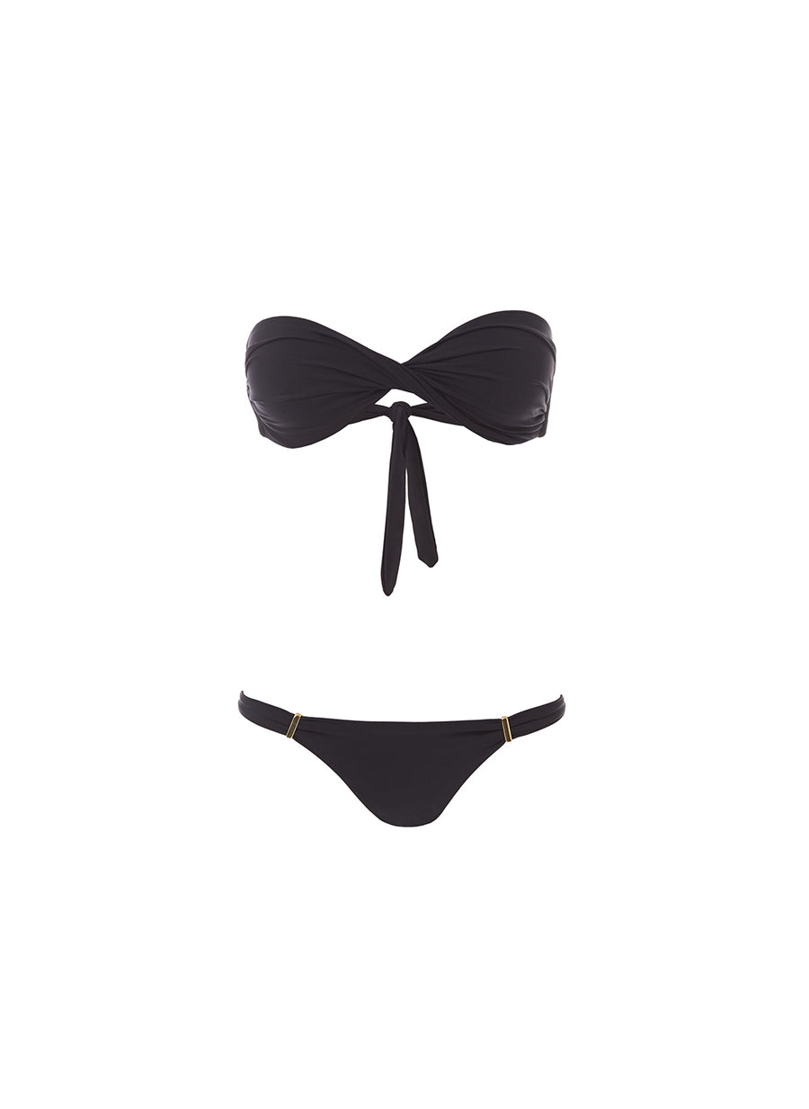 Martinique Black Bandeau Padded Twist Bikini