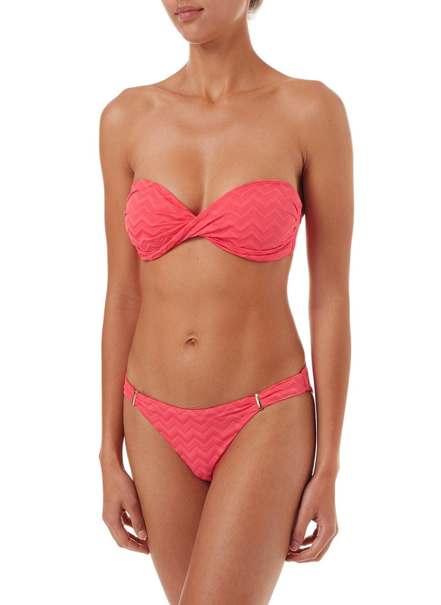 martinique coral zigzag bandeau padded twist bikini 2018 F