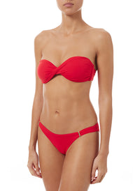 Martinique Red Bandeau Padded Twist Bikini